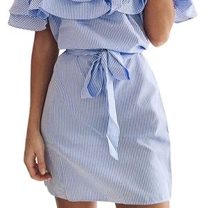 🧡Blue and white summer dress